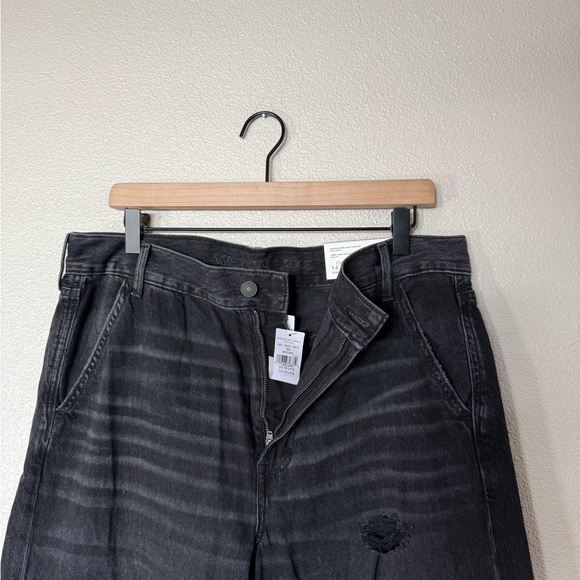 NWT American Eagle Super High Rise Baggy Wide Leg Jeans Black Size 14 Long - Picture 5 of 9